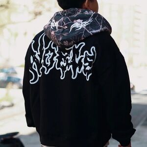 Black Hoodie with dark camo hood